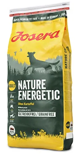 JOSERA Nature Energetic (1 x 15 kg) | Adult | Premium Trockenfutter für ausgewachsene & sportliche Hunde | Geflügel & Erbsen & Süßkartoffel - ohne Kartoffel | getreidefrei | Hundefutter | 1er Pack