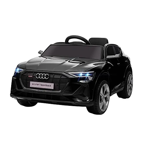Homcom Kinder Elektro-Sportwagen, Schwarz, 60x47x108 cm - Kinder-Elektrofahrzeuge, bietet ein realistisches Fahrerlebnis mit 5 km/h, LED-Scheinwerfern und Musikplayer für unvergesslichen Fahrspaß und sicheres Fahren.