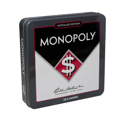 Monopoly Nostalgie Edition Retro Brettspiel 1930er - Erleben Sie den Klassiker in der Sammlerdose! Ideal für 2 oder mehr Spieler, bringt dieses Familienspiel nostalgischen Spielspaß und spannende Stunden.