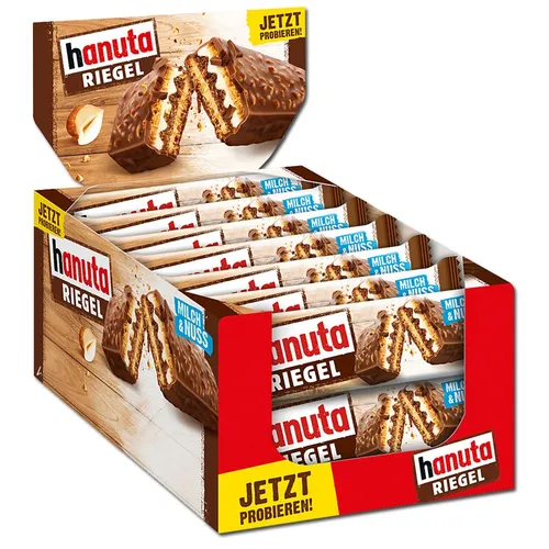  Ferrero Hanuta Riegel, Schokolade, Waffel, 14 Riegel je 34,5g 20,19€/1kg