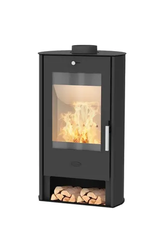 Fireplace Korda Kaminofen schwarz K7124 - Modern & effizient - Moderner Kaminofen für Holz und Briketts. Ideal für Wohnzimmer und Flur, mit 6 kW Heizleistung und Energieeffizienzklasse A+. Perfekt für gemütliche Abende!