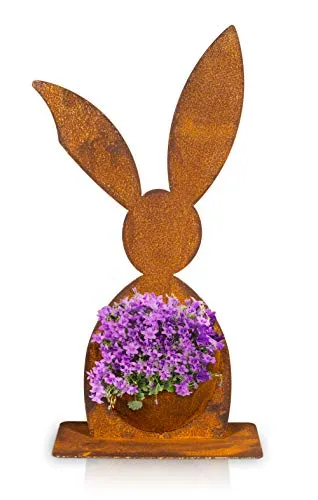 Blümelhuber Edelrost Hase Deko Frühling - tolle Osterdeko für Draußen zum Bepflanzen - geeignet für Garten Terrasse Hochbeet Balkon und Haustür Deko
