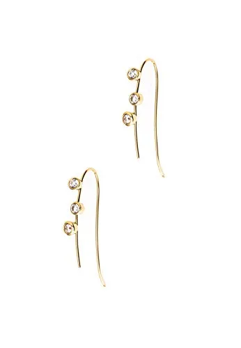 Heideman Ohrringe Damen Ohrhänger mit Stein aus Edelstahl gold farbend matt Ohrstecker hängend für Frauen mit Stein Zirkonia weiss im Brillant Schliff 6mm