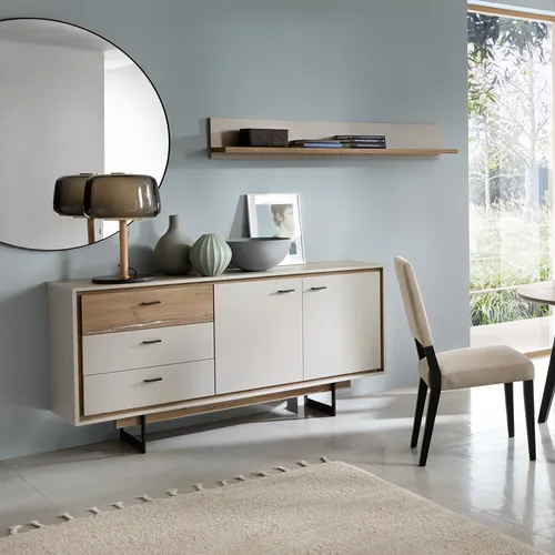 Lomadox Wohnzimmer-Set RAMVIK-129, 2-tlg. - Moderne Wohnwände aus der Serie RAMVIK-129 in grau und Flagstaff Eiche Nb. mit Softclose-System für leises Schließen. Bietet viel Stauraum und ein zeitloses Design, ideal für jedes Wohnzimmer.