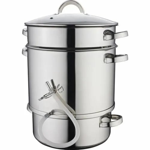 Baumalu Dampf-Entsafter aus Edelstahl - Kochtöpfe mit effektivem Drucksystem für 6-7 kg Obst und Gemüse, ideal zum Dampfgaren und für alle Herdarten geeignet.