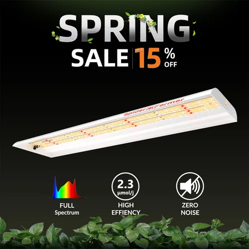 Spider Farmer SF300 33W LED Pflanzenlampe - LED Pflanzenlampe für Setzlinge und Gemüse, bietet ein optimales Spektrum für gesundes Wachstum und eine hohe Energieeffizienz.