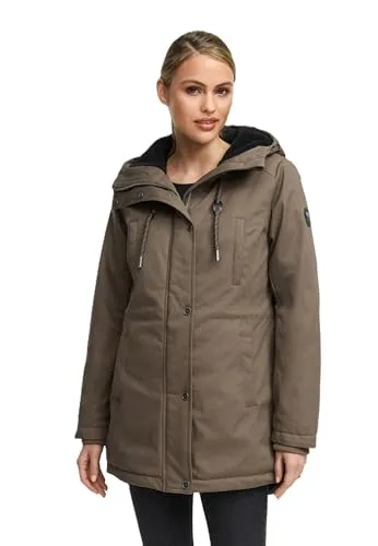 Navahoo Damen Winterjacke mit Kapuze - 100% Baumwolle, warm & stylisch (N038, Stone-Brown) - Hochwertige Damen Winterjacke mit Kapuze und 5 praktischen Taschen. Kuscheliger Stoff sorgt für Komfort und Wärme an kalten Tagen. Ideal für Outdoor-Aktivitäten und Freizeit.
