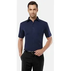 Vincenzo Boretti Herren Hemd kurzarm bügelfrei Dunkelblau 39-40 - Elegantes Slim-Fit Hemd aus 100% Baumwolle, bügelfrei und atmungsaktiv. Ideal für Business und Freizeit, einfach nach dem Waschen aufhängen und glatt ziehen.