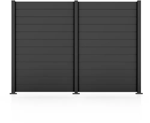 STAKET PRO Gartenzaun Komplettzaun Paneel 150 - Hochwertiger Gartenzaun aus pulverbeschichtetem Aluminium, anthrazitfarben, mit 2 Zaunelementen und 3 Pfosten für einfache Selbstmontage – ideal für stilvolle Abgrenzungen im Garten.