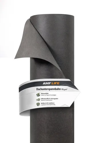 AMF Life Dachbahn Dachunterspannbahn - 18,75 m² - Dachfolie für optimale Wärmedämmung, wasserdicht, atmungsaktiv und extrem robust. Ideal für Neubau und Renovierung sowie Schutz vor Wind und Feuchtigkeit.