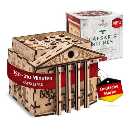 INSCAPE Caesar´s Riches - Rätselbox Holz - Puzzle Box - Hochwertige Holz-Puzzle Box, ideal für Rätsel-Liebhaber und als originelles Geschenk.