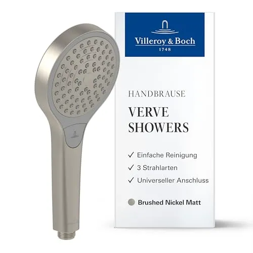 Villeroy & Boch Verve Showers Handbrause mit drei Strahlarten - Handbrause mit drei Strahlarten für ein individuelles Duscherlebnis. Die EasyClean-Technologie sorgt für mühelose Reinigung und verhindert Kalkablagerungen.