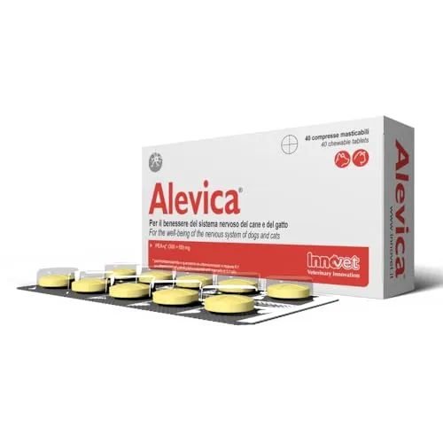 Innovet Alevica PEA-q für Hunde und Katzen, 40 Tabletten für das Gleichgewicht des Nervensystems, PEA Hund Kautabletten, PEA Kapseln, Unterstützt neurologische Funktion, Komfort und Wohlbefinden