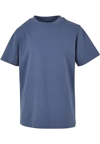 Build Your Brand Kinder T Shirt Basic – Rundhals Kurzarm Tee aus Baumwolle mit klassischer Passform für Alltag Schule Sommer und Freizeit Outfits,Blau,122-128