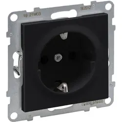 Legrand 765320 SEANO Schutzkontakt-Steckdose, Steckklemmen, 16 A, 250 V, mit erhöhtem Berührungsschutz, schwarz lackiert