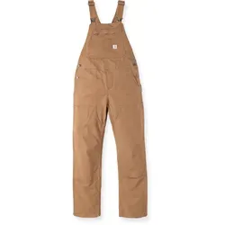 Carhartt Denim Canvas Latzhose Damen - Hellbraun, Größe L - Hochwertige Arbeitslatzhose aus weichem Stretch-Canvas für optimalen Komfort und Bewegungsfreiheit. Mit verstärkten Knien und mehreren Taschen für Werkzeuge ideal für Handwerk und Freizeit.