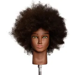 Limage Übungskopf Marsha mittelbraun 20 cm - Kopfhörer für Friseurausbildung, aus indischem Echthaar, hitzebeständig und ideal für realistische Trainingsbedingungen.