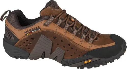 Merrell Herren Intercept Trekking-& Wanderhalbschuhe, Braun (Moth Braun), 43 EU - Wanderschuhe mit genarbtem Leder-Obermaterial, atmungsaktivem Netzfutter und Vibram TC5+ Gummisohle für optimalen Halt und Komfort auf jedem Terrain.