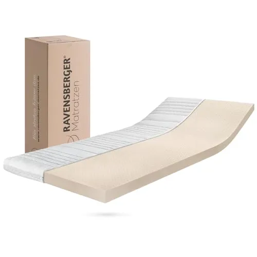 RAVENSBERGER Latex Topper Natura LUX - 7-Zonen Matratzenauflage für optimalen Liegekomfort - Matratzenauflagen mit 100% Naturlatex für ein angenehmes Schlafklima, allergikerfreundlich und temperaturregulierend. Perfekt für verbesserten Schlaf und Hygiene, bis 60 °C waschbar.