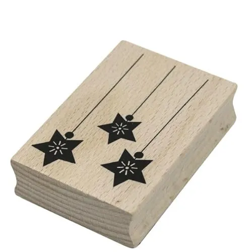 Artoz Stempel – Holzstempel – „Sterne hängend“ – 70 x 50 mm – Motivstempel zum Kartenbasteln für Weihnachten, Einladungen, Grüße