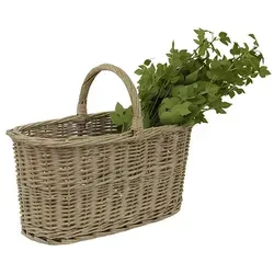Clayre & Eef Rattan Korb in Grau - (B)51 x (H)40 x (T)22 cm - Vielseitig einsetzbarer Rattan Korb mit praktischem Tragegriff. Ideal zur Aufbewahrung und Dekoration. Hinweis: Dekoration nicht enthalten.