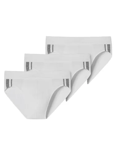Schiesser Herren 3 Pack Softbund Und Streifen Organic Slip, Weiss - Herren-Slips aus 95% Bio-Baumwolle, weich im Tragekomfort und mit optimaler Passform für den ganzen Tag.