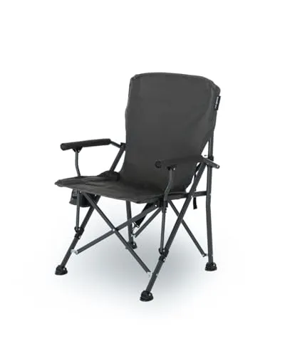 qeedo Johnny XL Campingstuhl faltbar - Camping-Stuhl mit bis zu 150 kg Tragfähigkeit, gepolsterten Armlehnen und Getränkehalter – ideal für Festivals, Angeln und Garten.