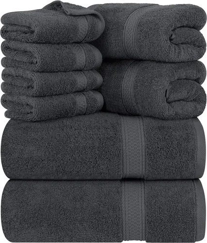 Utopia Towels - 8 teilig Handtücher Set aus Baumwolle mit Aufhänger - jeweils 2