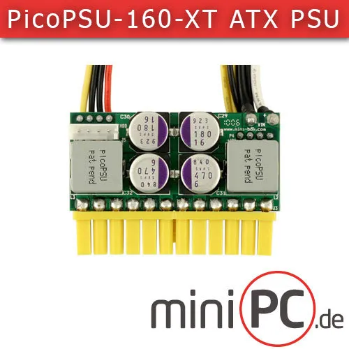 picoPSU-160-XT DC/DC (160 Watt) Netzteil - Kompaktes und effizientes 160 Watt DC/DC Netzteil, ideal für Mini-PCs und energieeffiziente Systeme.