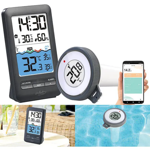 infactory Smartes WLAN-Teich- & Poolthermometer - Thermometer mit WiFi-Funktion, App-Steuerung und IP67 Schutz, ideal für präzise Temperaturmessung in Teich und Pool.
