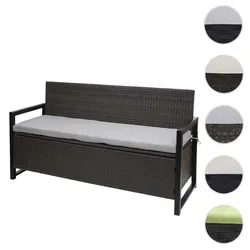 Poly-Rattan 3er Sitzbank HWC-F39, Gartenbank mit Staufach - Gartenbank mit 215 Liter Stauraum, wasserabweisenden Bezügen und müheloser Hydraulik. Ideal für Garten, Terrasse oder Balkon - stilvoll und funktional.