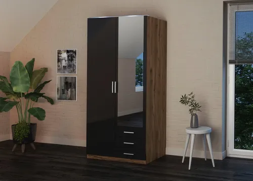 priess Kleiderschrank Amsterdam mit LED-Beleuchtung - Moderner Kleiderschrank mit viel Stauraum. Optional mit effektvoller blauer LED-Beleuchtung. Erhältlich in verschiedenen Türvarianten für optimale Anpassung an Ihren Raum.