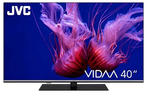 JVC QLED Fernseher 40 Zoll Smart TV VIDAA LT-40VQF555D - Fernseher mit 40 Zoll QLED Display, HDR-Technologie und integriertem Triple-Tuner für gestochen scharfe Bilder und grenzenlose Unterhaltung dank VIDAA OS.