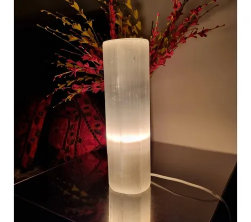 Landster Selenite Nachttischlampe - Kristall Turmleuchte - Nachttischleuchte aus Selenit, ideal zur Energieblockade-Beseitigung und zur Reinigung von Kristallen. Perfekt für Meditation und als einzigartiges Geschenk für Ihr Zuhause.