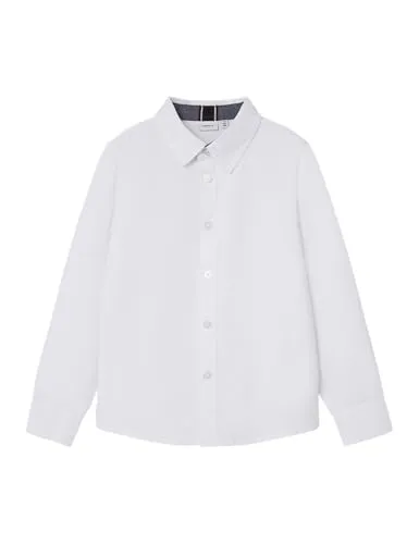 NAME IT Jungen Nkmnewsa Ls Shirt Noos Hemd, Campanula 1, 122-128 EU - Hemden für Jungen mit Knopfverschluss und regulärer Passform, ideal für jeden Anlass, mit stylischem Stickereimotiv auf der Brust.