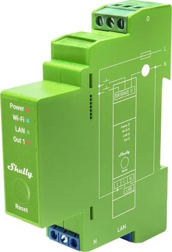 Shelly Pro Dimmer 1PM - Professioneller 1-Kanal-DIN-Hutschienen-Smart-Dimmer, mit Leistungsüberwachung und App-Steuerung für optimale Beleuchtung und Energieeinsparung