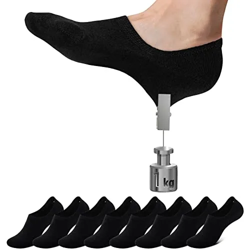Falechay Sneaker Socken Damen Herren Füßlinge Footies 8 Paar Kurze Großes Silikonpad Verhindert Verrutschen Unsichtbare 8xschwarz 43-46