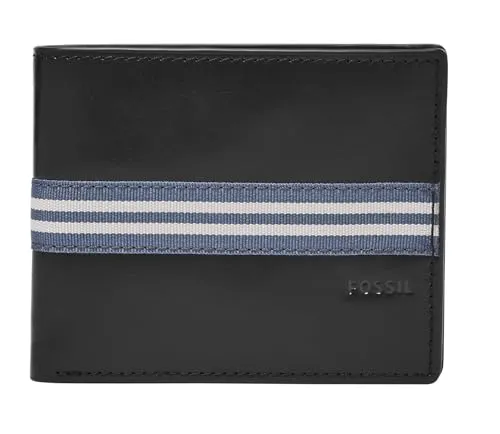 FOSSIL Jared Coin Pocket Bifold Geldbörse Schwarz - Elegante Portemonnaie aus hochwertigem Rindsleder mit zahlreichen Fächern für Karten und Münzen, perfekt für den täglichen Gebrauch.