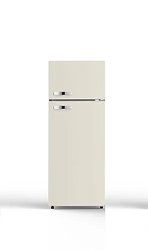 PKM Kühl-Gefrierkombination GK210-2 CR, Retro Creme - Kühlschrank im stilvollen Retro Design, energieeffizient mit 170 l Kühl- und 36 l Gefrierinhalt, ideal für kleine Küchen und stilbewusste Haushalte.