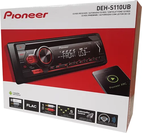 Pioneer DEH-S110UB Autoradio - 1-DIN CD-Tuner mit RDS-Tuner, USB und Aux-Eingang für erstklassigen Musikgenuss unterwegs.