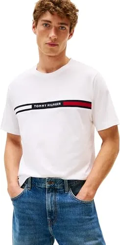 T-Shirt TOMMY HILFIGER "HILFIGER CHEST INSERT TEE" - Herren-Shirt aus 100% Baumwolle im casual Stil, ideal für legere Freizeit-Outfits und hohen Tragekomfort dank weichem Single Jersey.