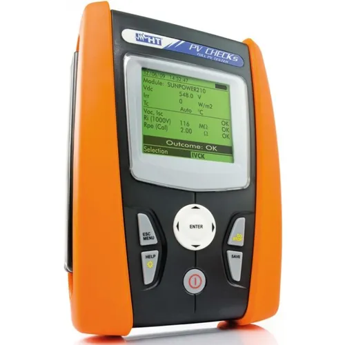 HT-Instruments Installationstester PV Checks, VDE 0126-23 für Photovoltaikanlagen - Multimeter für Photovoltaikanlagen, VDE-zertifiziert, mit USB-Datenlogger und bis zu 999 Messwertspeicher für präzise Prüfungen.