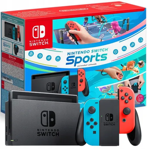 NINTENDO Switch-Konsole (Neon-Blau Neon-Rot) - inkl. Nintendo Switch Sports-Set & 12 Monate Nintendo Switch Online, ideal für Spieleabenteuer mit Freunden