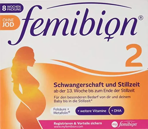 FEMIBION 2 Schwangerschaft+Stillzeit ohne Jod - 120 Tabletten, unterstützt die gesunde Entwicklung Ihres Babys ohne Jod