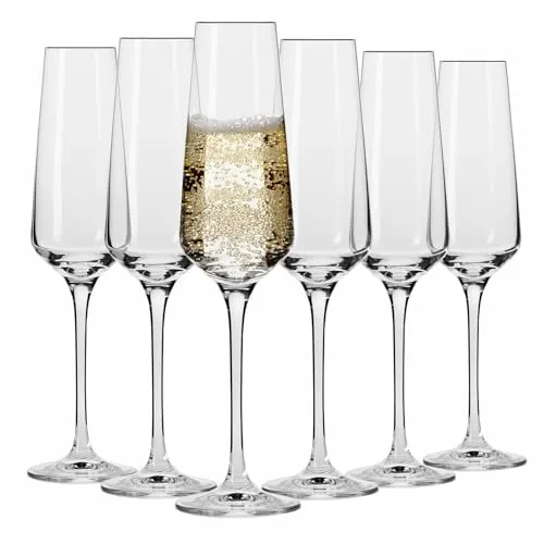 Krosno Sektgläser Champagnerflöten | Set von 6 | 180 ML | Avant-Garde Kollektion | Bleifreies Kristallglas | Proseccogläser | Für Zuhause, Restaurants & Partys | Spülmaschinenfest