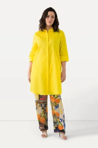 Ulla Popken Longbluse Leinenmix A-Linie in Gelb (46/48) - Elegante Hemdbluse aus einem hochwertigen Leinenmix, ideal für den Sommer. Leicht und atmungsaktiv, perfekt für vielseitige Outfits.