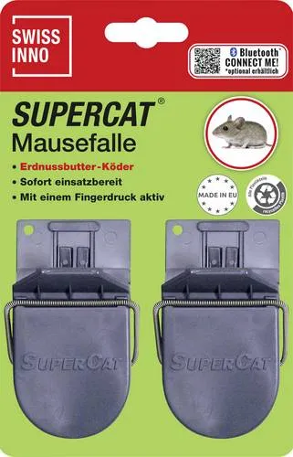 Swissinno SuperCat Mausefalle - Effektive Schädlingsbekämpfung - Ultraschall-Schädlingsschutz mit giftfreiem Naturköder, bietet schnelle und saubere Handhabung dank präzisem Schlagmechanismus.