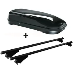 Fahrradhalter, Skibox schwarz VDP JUFL580 580 Liter abschließbar + Alu-Relingträger Tiger XL schwarz aufliegende im Set Mitsubishi Outlander PHEV ab 14