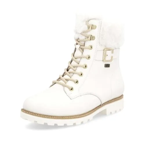 Winterboots REMONTE "Elisabeth Hurley-Collection" Damen Gr. 36 - Wanderschuhe, sportliche Schnürstiefelette aus atmungsaktivem Leder und Textil, mit wasserabweisender TEX-Membrane und warmem Lammfellfutter für optimalen Komfort im Winter.