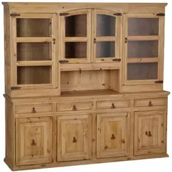Mexico Buffet – großer Glas- und Massivholzschrank - Edler Buffetschrank aus massivem Pinienholz im rustikalen Landhausstil mit viel Stauraum: 4 Schubladen, 8 Türen und 17 Fächer für Geschirr und Deko. Handgeschmiedete Beschläge runden das authentische Design ab.